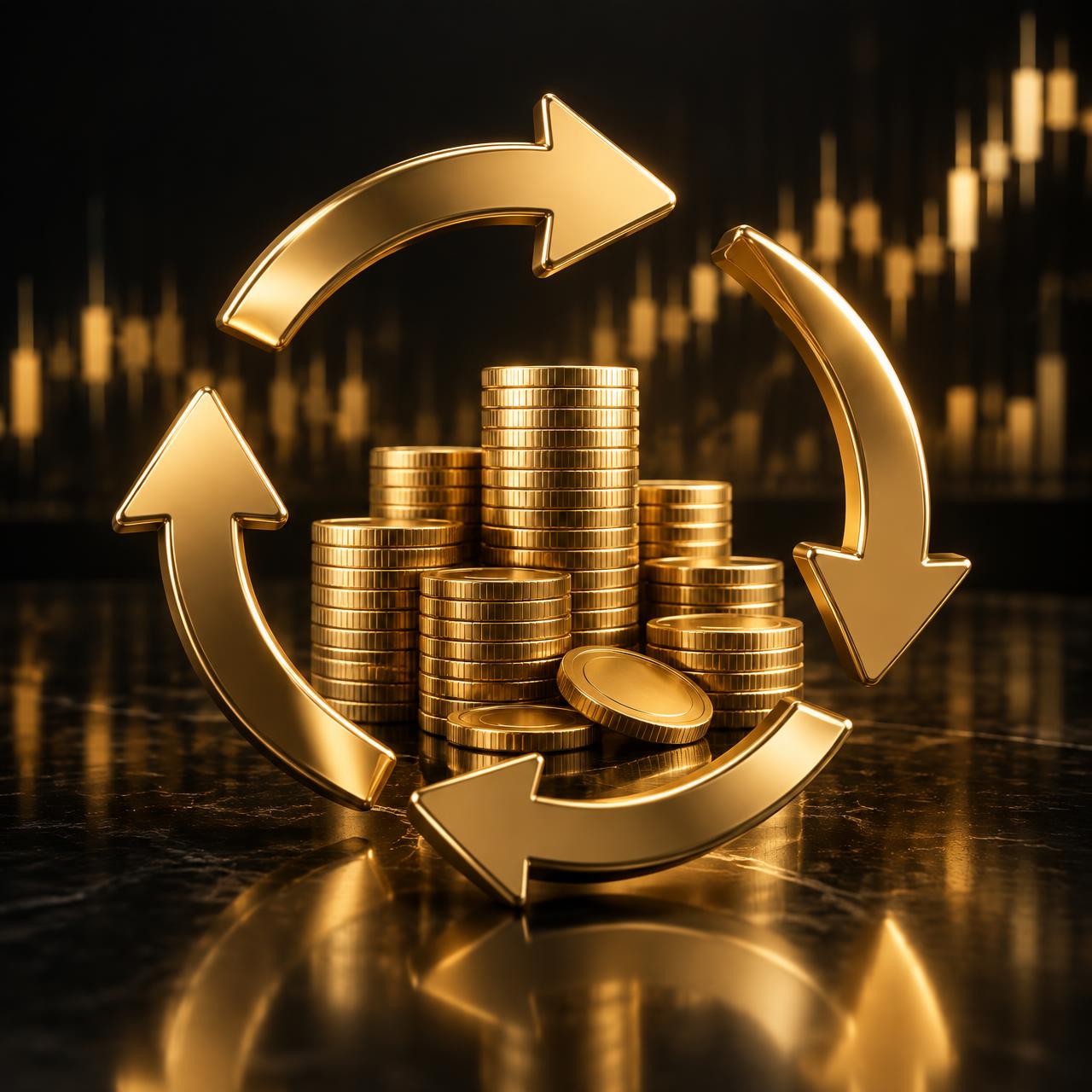 Gold coins representing Mercato Brokers cashback rewards